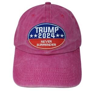 Trump 2024 Never Surrender Slideback Hat Pink One Size Adjustable
